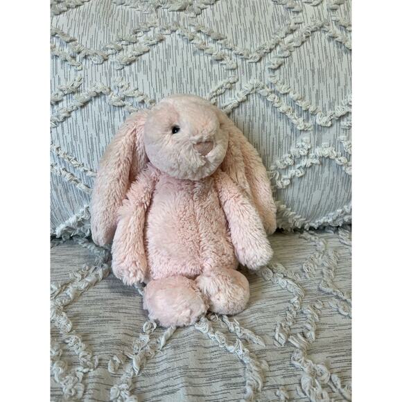 Jellycat Bashful Pink Bunny Rabbit Chime Jingle Rattle Baby Security Toy Plush